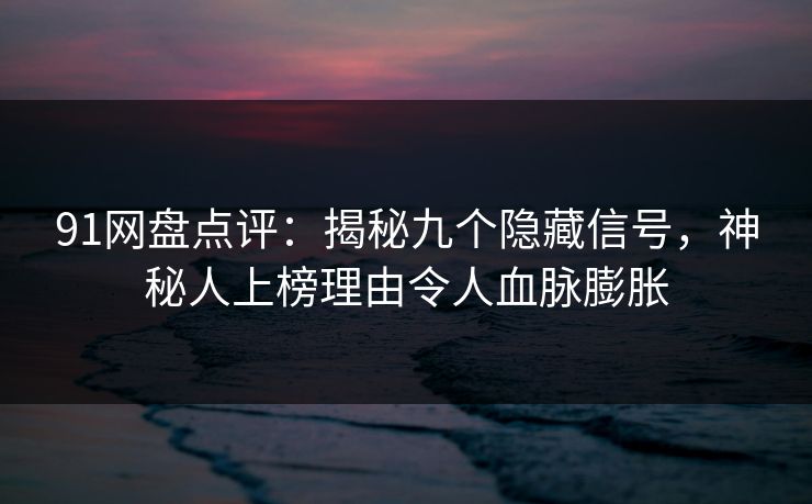 91网盘点评：揭秘九个隐藏信号，神秘人上榜理由令人血脉膨胀  第1张