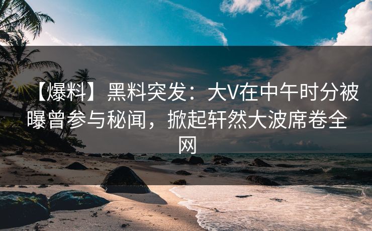 【爆料】黑料突发：大V在中午时分被曝曾参与秘闻，掀起轩然大波席卷全网  第1张