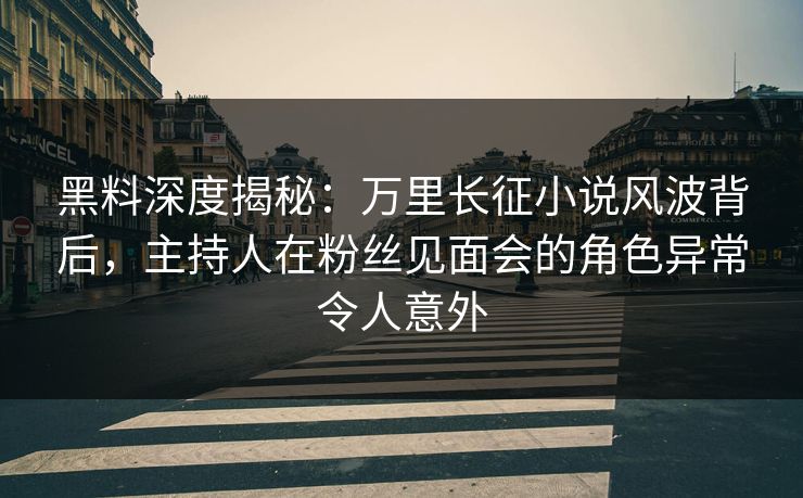 黑料深度揭秘：万里长征小说风波背后，主持人在粉丝见面会的角色异常令人意外  第1张