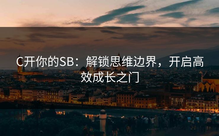 C开你的SB：解锁思维边界，开启高效成长之门  第1张