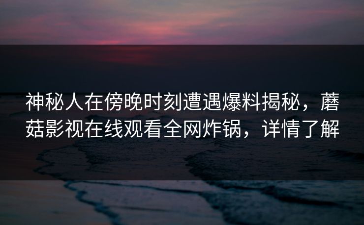 神秘人在傍晚时刻遭遇爆料揭秘，蘑菇影视在线观看全网炸锅，详情了解