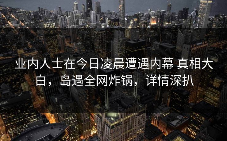 业内人士在今日凌晨遭遇内幕 真相大白,岛遇全网炸锅,详情深扒
