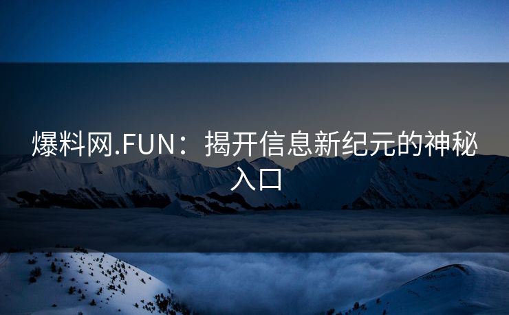 爆料网.FUN：揭开信息新纪元的神秘入口