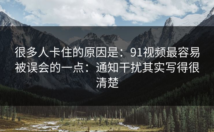 很多人卡住的原因是：91视频最容易被误会的一点：通知干扰其实写得很清楚
